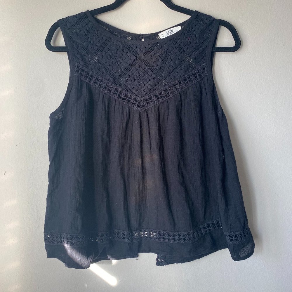 Mango Black Loose Blouse
